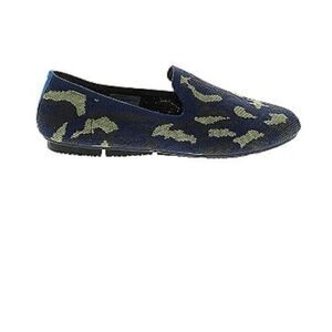Serra Jacquard Acid Wash Print Brocade Graphic Camo Blue Flats size 8